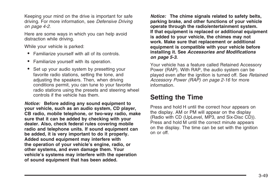 Setting the time, Setting the time -49 | Hummer 2006 H3 User Manual | Page 173 / 420