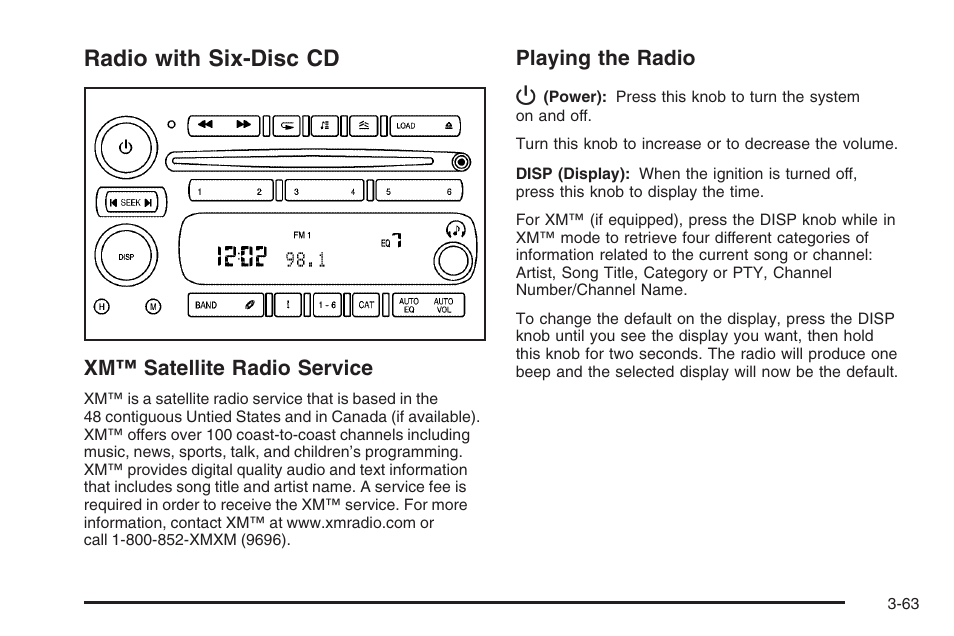 Radio with six-disc cd, Radio with six-disc cd -63 | Hummer 2006 H3 User Manual | Page 187 / 420
