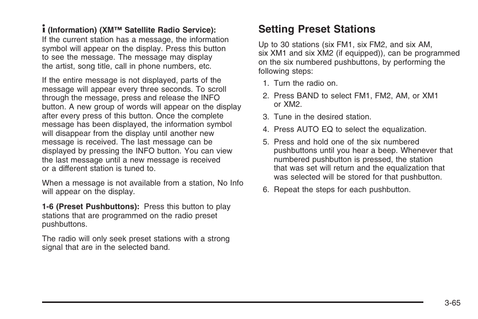 Setting preset stations | Hummer 2006 H3 User Manual | Page 189 / 420