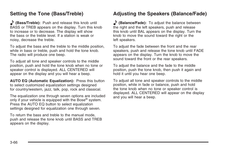 Setting the tone (bass/treble) e, Adjusting the speakers (balance/fade) e | Hummer 2006 H3 User Manual | Page 190 / 420