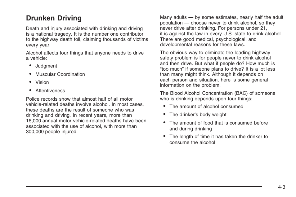 Drunken driving, Drunken driving -3 | Hummer 2006 H3 User Manual | Page 205 / 420