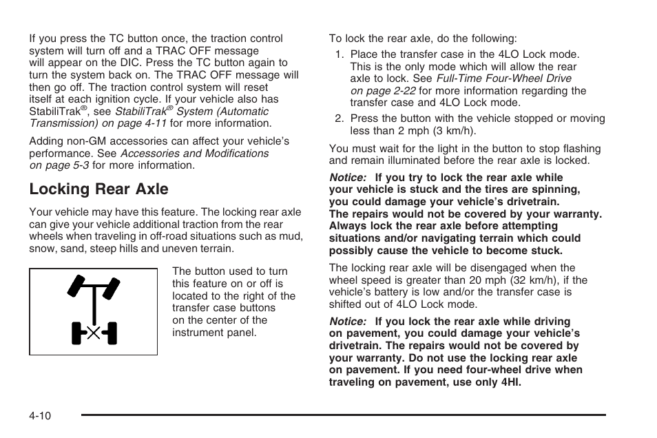 Locking rear axle, Locking rear axle -10 | Hummer 2006 H3 User Manual | Page 212 / 420