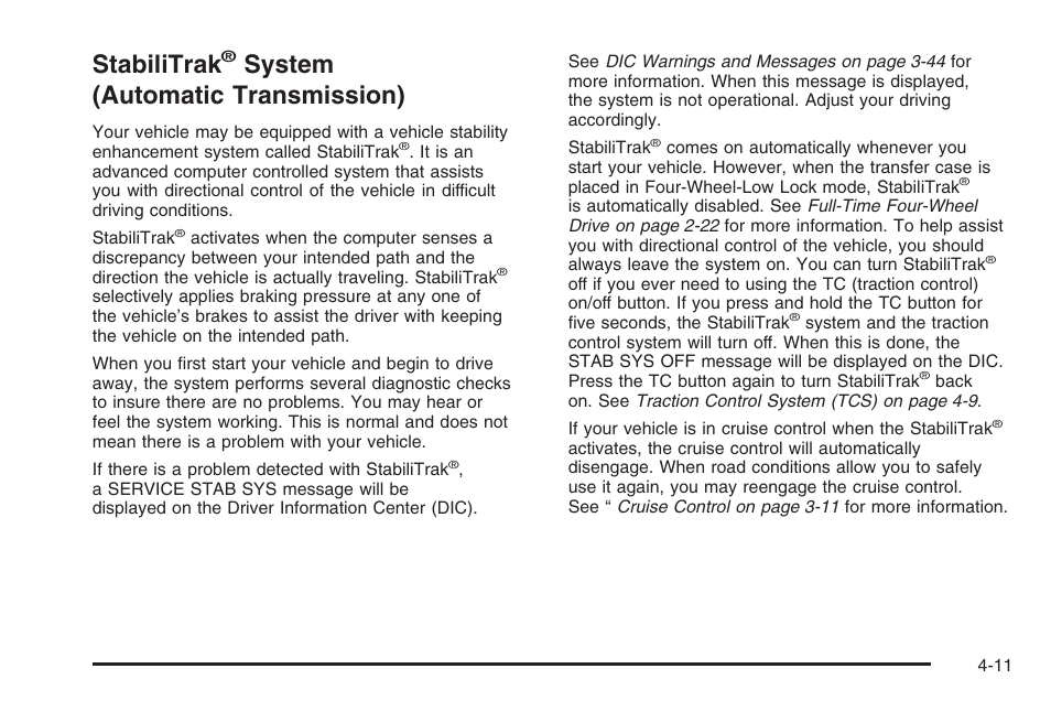 Stabilitrak® system (automatic transmission), Stabilitrak, System (automatic | Transmission), System, Automatic transmission), System (automatic transmission), System (automatic transmission) -11 | Hummer 2006 H3 User Manual | Page 213 / 420