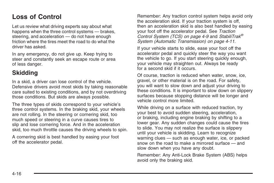 Loss of control, Loss of control -16, Skidding | Hummer 2006 H3 User Manual | Page 218 / 420