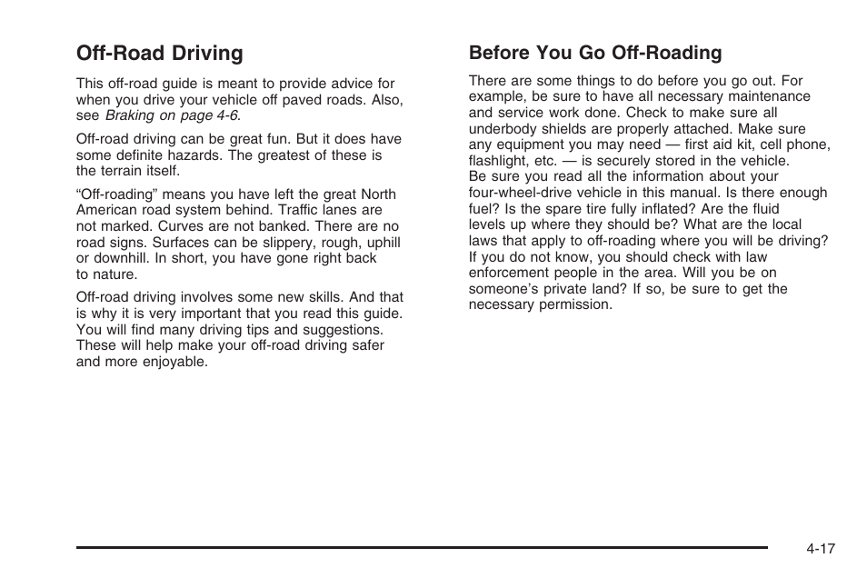 Off-road driving, Off-road driving -17, Before you go off-roading | Hummer 2006 H3 User Manual | Page 219 / 420