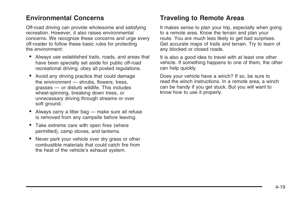 Environmental concerns, Traveling to remote areas | Hummer 2006 H3 User Manual | Page 221 / 420