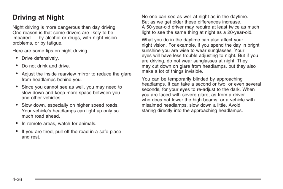 Driving at night, Driving at night -36 | Hummer 2006 H3 User Manual | Page 238 / 420