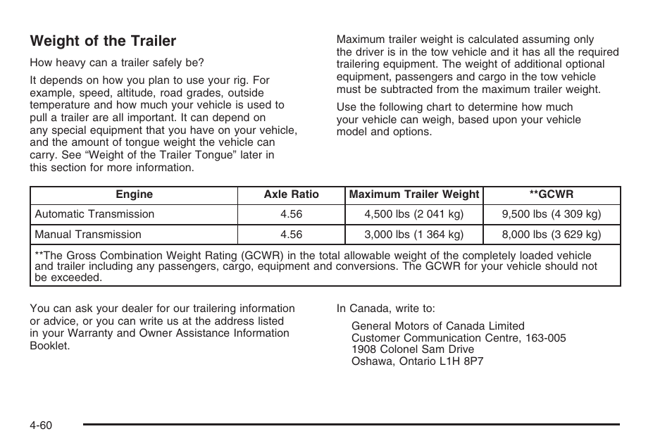 Weight of the trailer | Hummer 2006 H3 User Manual | Page 262 / 420