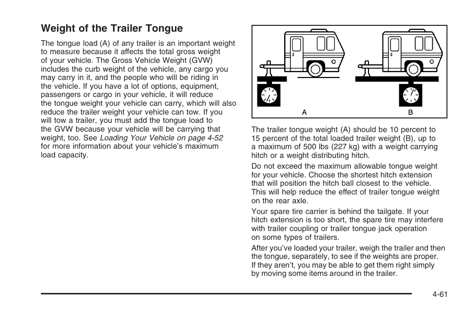 Weight of the trailer tongue | Hummer 2006 H3 User Manual | Page 263 / 420