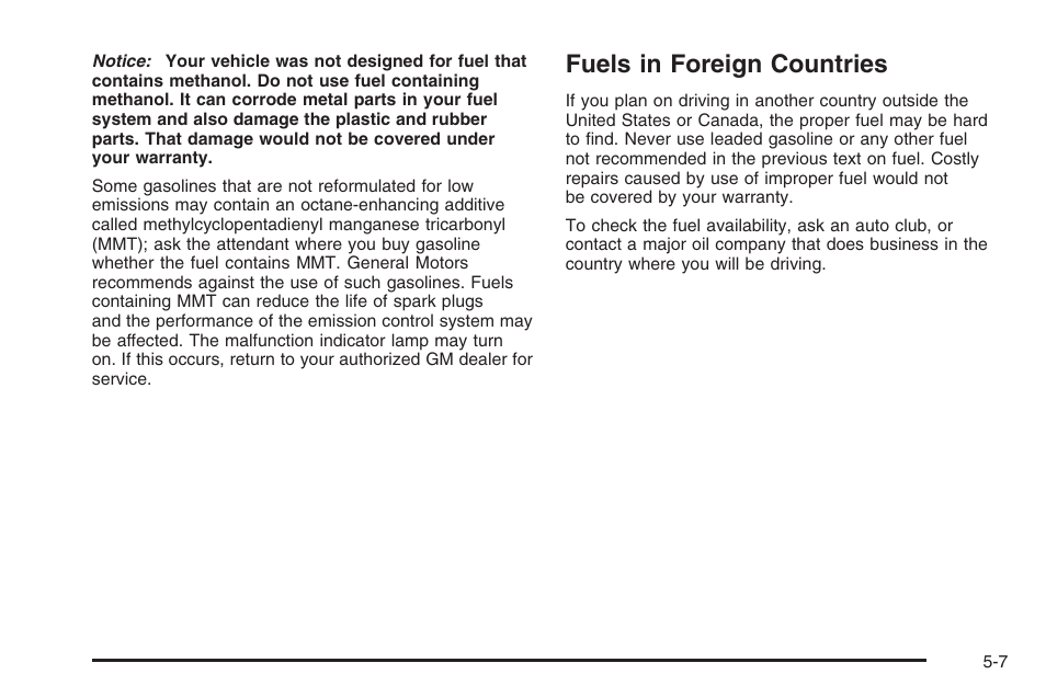 Fuels in foreign countries, Fuels in foreign countries -7 | Hummer 2006 H3 User Manual | Page 279 / 420