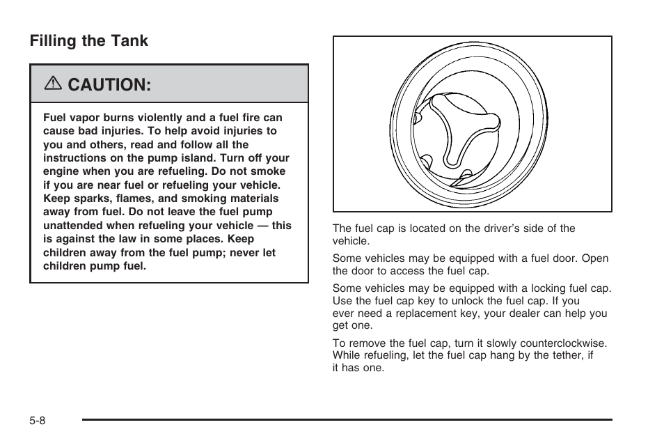 Filling the tank, Filling the tank -8, Caution | Hummer 2006 H3 User Manual | Page 280 / 420