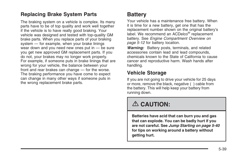 Battery, Battery -39, Caution | Hummer 2006 H3 User Manual | Page 311 / 420