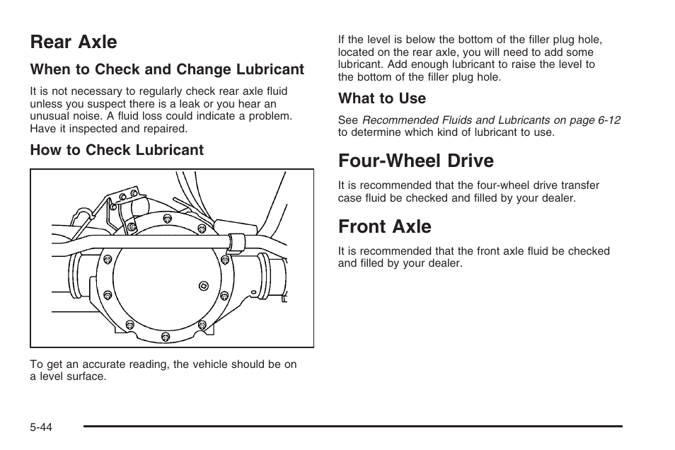Rear axle, Four-wheel drive, Front axle | Rear axle -44, Four-wheel drive -44, Front axle -44 | Hummer 2006 H3 User Manual | Page 316 / 420