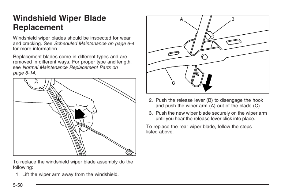 Windshield wiper blade replacement, Windshield wiper blade replacement -50 | Hummer 2006 H3 User Manual | Page 322 / 420