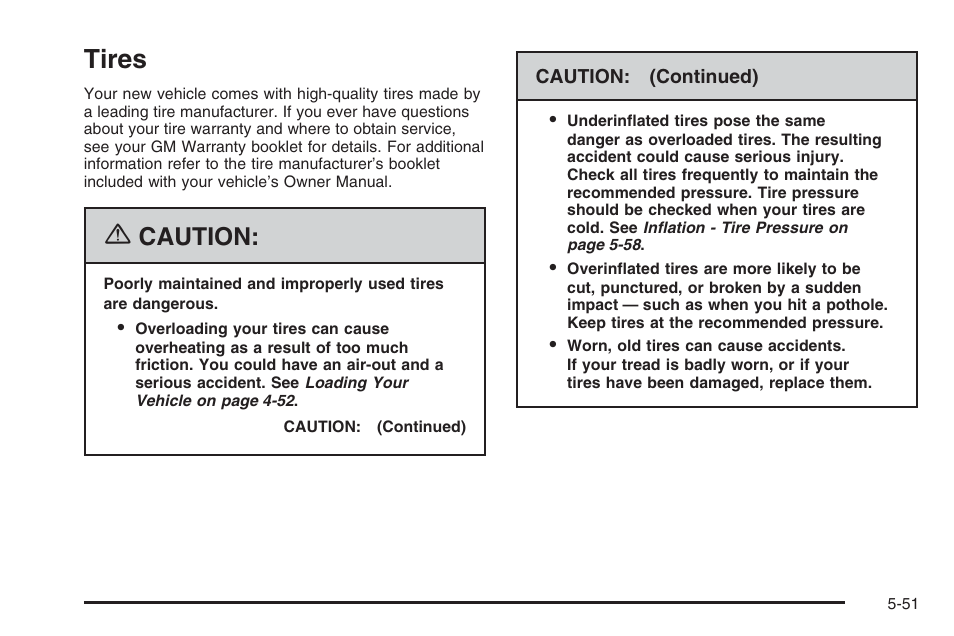 Tires, Tires -51, Caution | Hummer 2006 H3 User Manual | Page 323 / 420