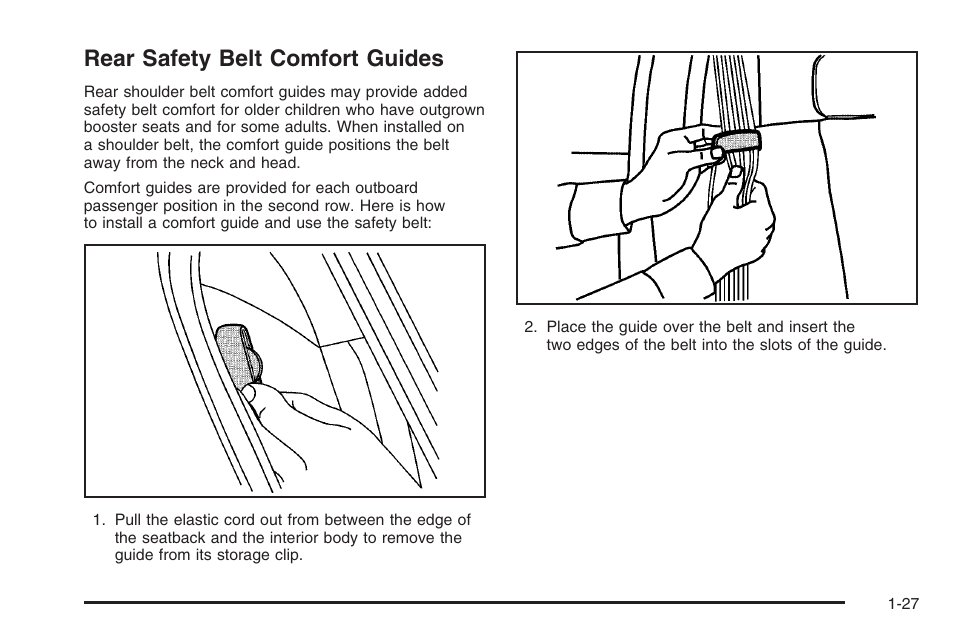 Rear safety belt comfort guides, Rear safety belt comfort guides -27 | Hummer 2006 H3 User Manual | Page 33 / 420