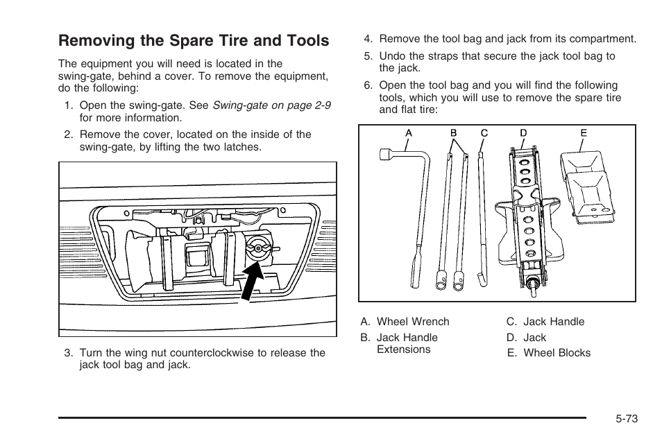 Removing the spare tire and tools, Removing the spare tire and tools -73 | Hummer 2006 H3 User Manual | Page 345 / 420