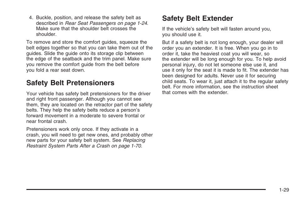 Safety belt pretensioners, Safety belt extender | Hummer 2006 H3 User Manual | Page 35 / 420