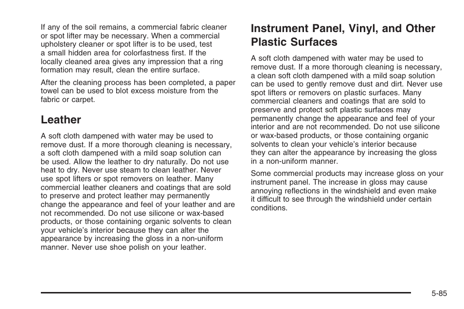 Leather, Surfaces -85 | Hummer 2006 H3 User Manual | Page 357 / 420