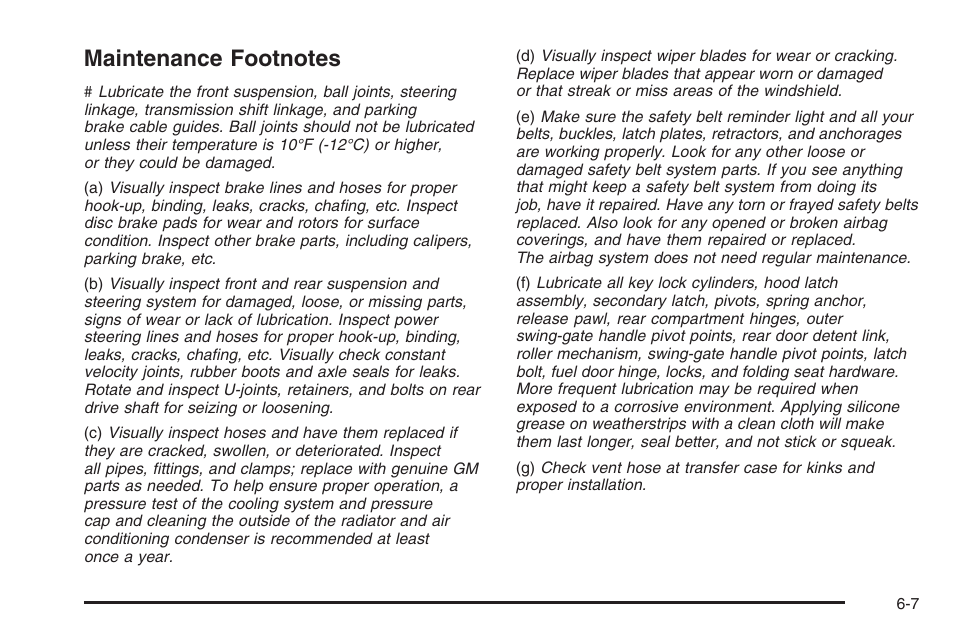 Maintenance footnotes, Maintenance footnotes -7 | Hummer 2006 H3 User Manual | Page 379 / 420