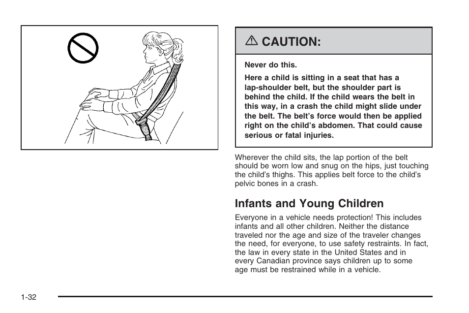 Infants and young children, Infants and young children -32, Caution | Hummer 2006 H3 User Manual | Page 38 / 420