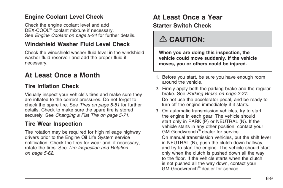At least once a month, At least once a year, At least once a month -9 at least once a year -9 | Caution | Hummer 2006 H3 User Manual | Page 381 / 420