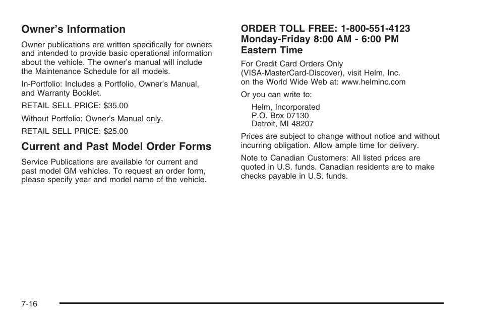 Owner’s information, Current and past model order forms | Hummer 2006 H3 User Manual | Page 406 / 420