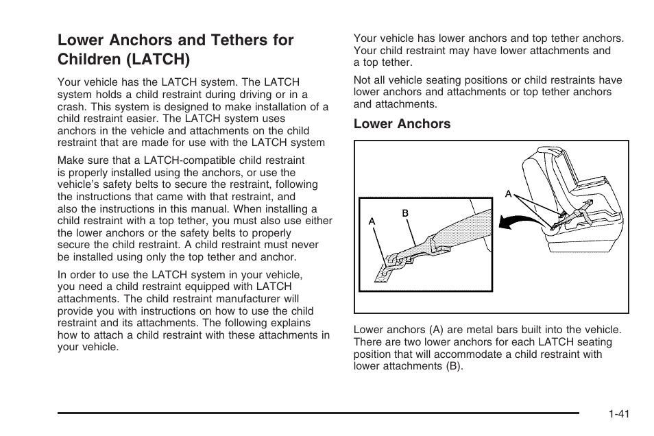 Lower anchors and tethers for children (latch), Lower anchors and tethers for children, Latch) -41 | Hummer 2006 H3 User Manual | Page 47 / 420