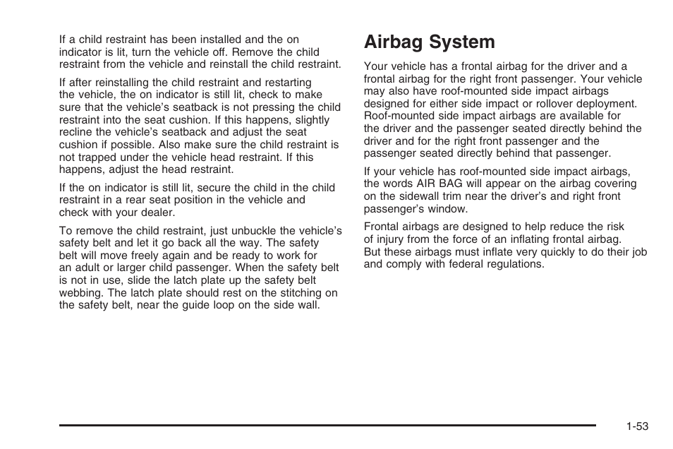 Airbag system, Airbag system -53 | Hummer 2006 H3 User Manual | Page 59 / 420