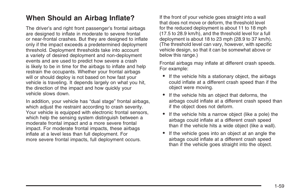 When should an airbag inflate, When should an airbag inflate? -59 | Hummer 2006 H3 User Manual | Page 65 / 420