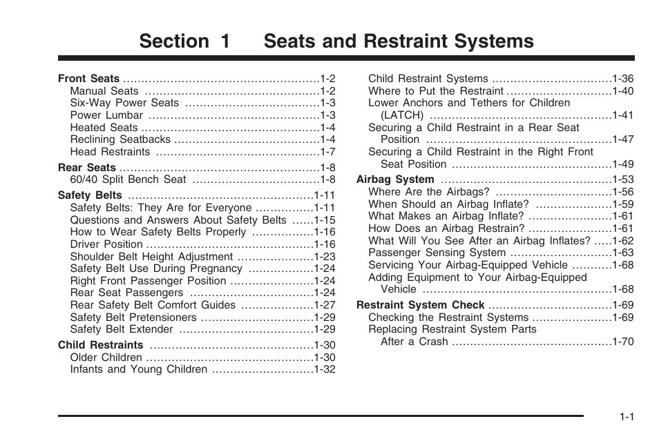 Seats and restraint systems, Seats and restraint systems -1 | Hummer 2006 H3 User Manual | Page 7 / 420