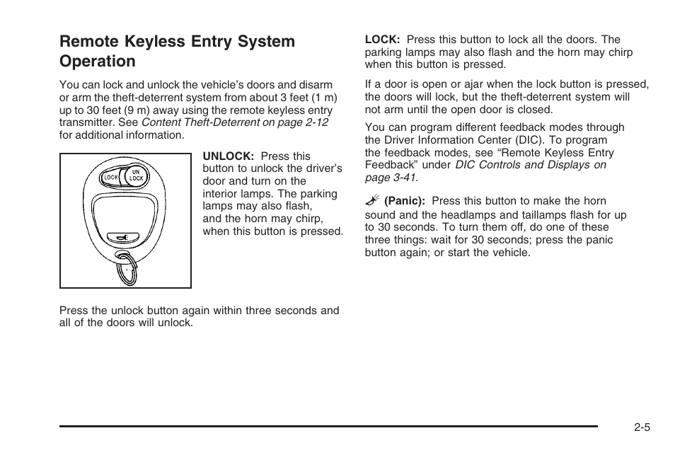 Remote keyless entry system operation, Remote keyless entry system operation -5 | Hummer 2006 H3 User Manual | Page 81 / 420