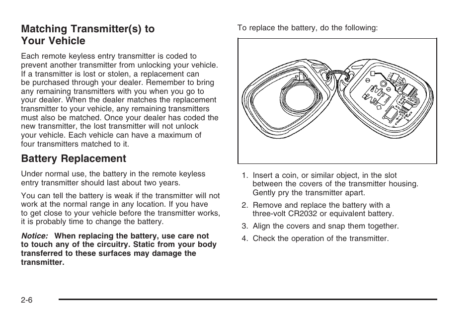 Matching transmitter(s) to your vehicle, Battery replacement | Hummer 2006 H3 User Manual | Page 82 / 420