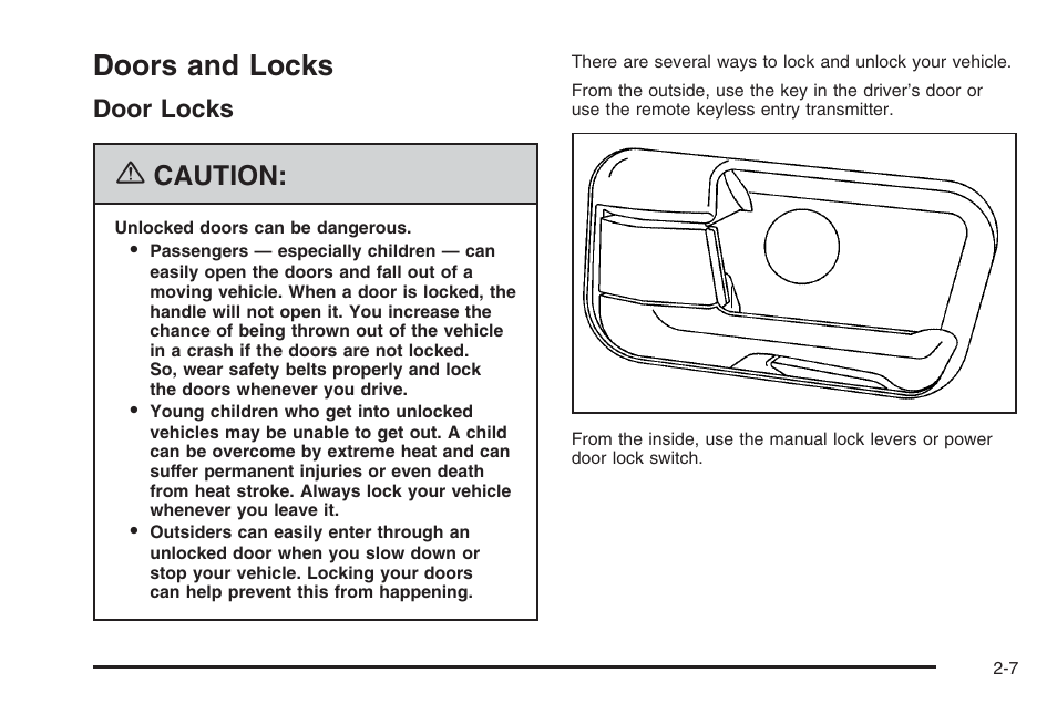 Doors and locks, Door locks, Doors and locks -7 | Door locks -7, Caution | Hummer 2006 H3 User Manual | Page 83 / 420