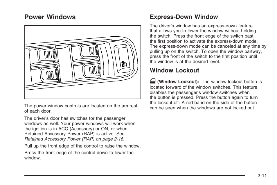 Power windows, Power windows -11 | Hummer 2006 H3 User Manual | Page 87 / 420
