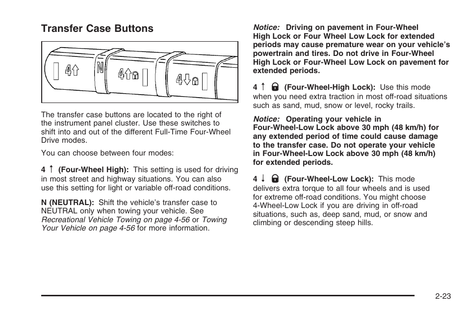 Transfer case buttons | Hummer 2006 H3 User Manual | Page 99 / 420