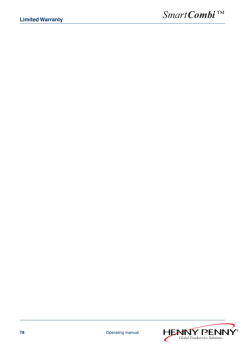 Smart combi | Henny Penny SMART COMBI FM05-061-A User Manual | Page 78 / 80