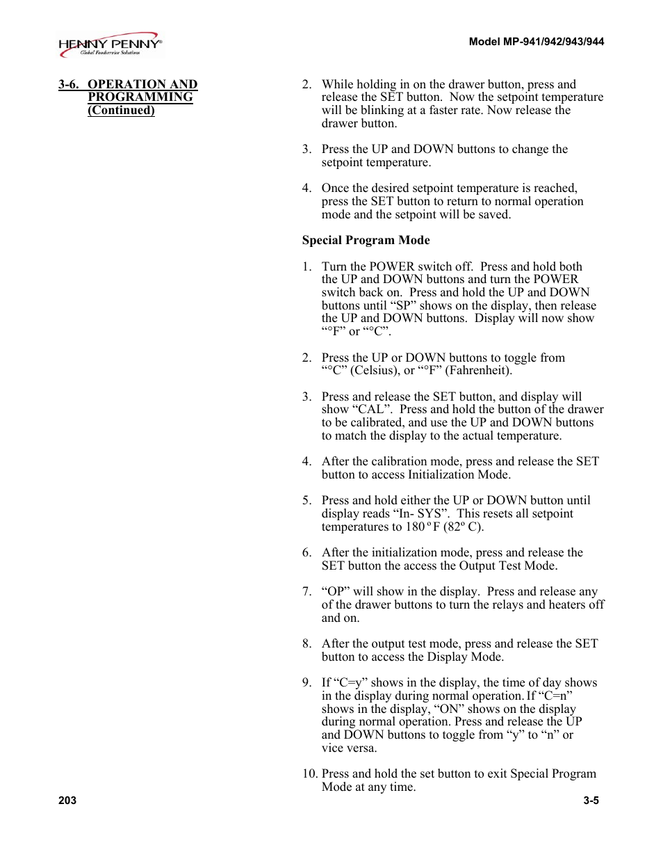 Henny Penny MP-944 User Manual | Page 14 / 18