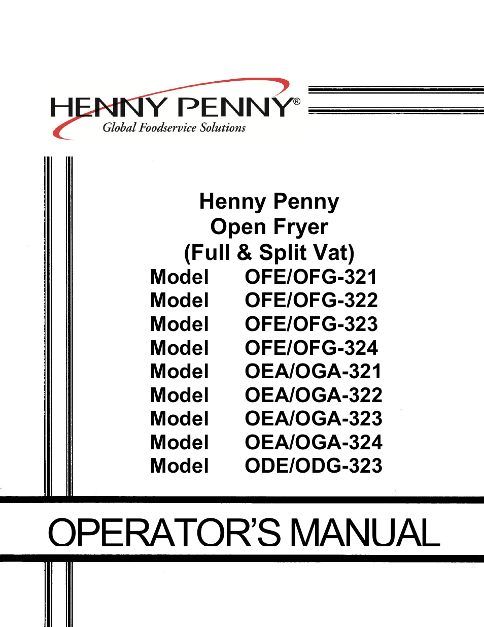 Henny Penny OEA/OGA-323 User Manual | 78 pages