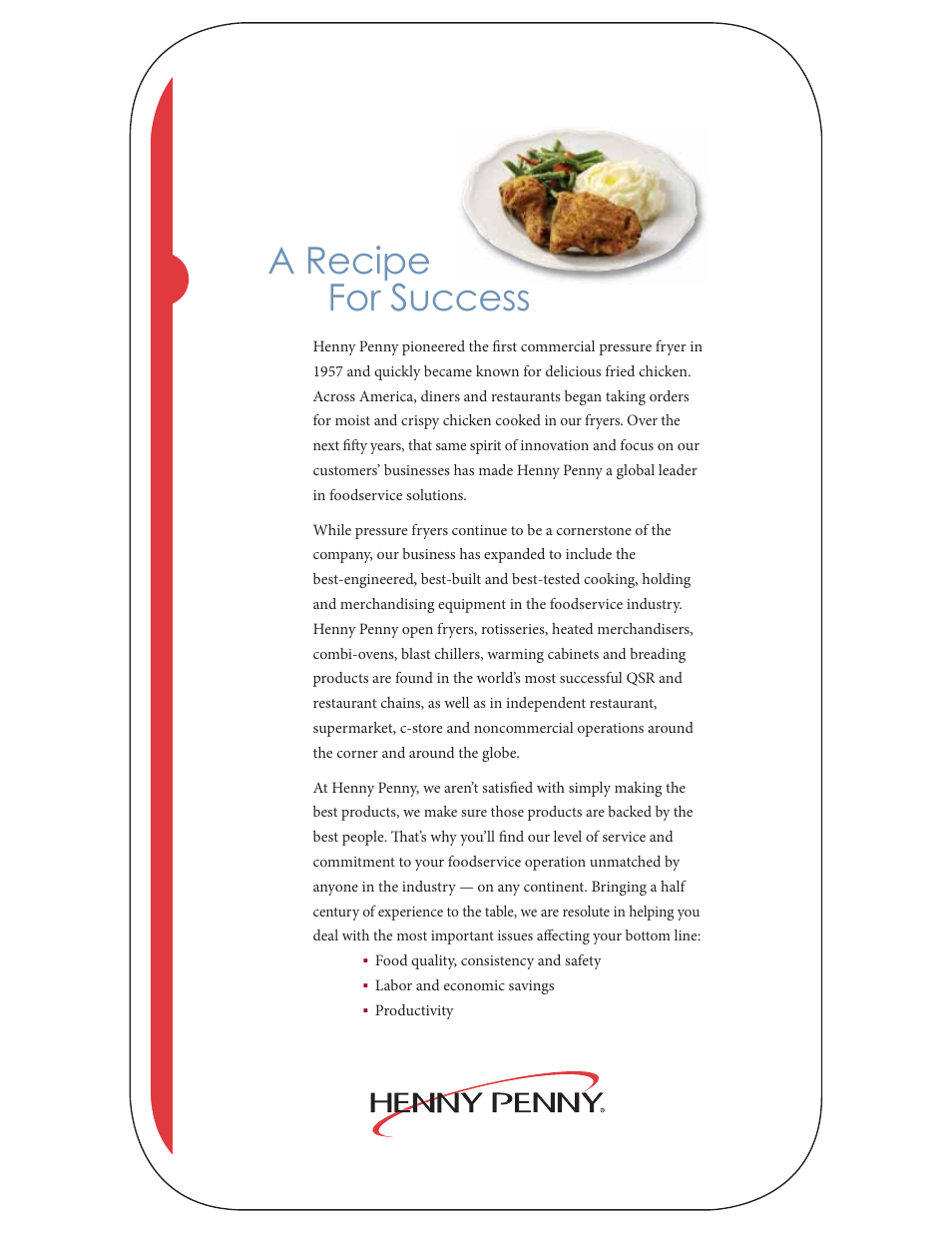 A recipe for success | Henny Penny none User Manual | Page 2 / 12