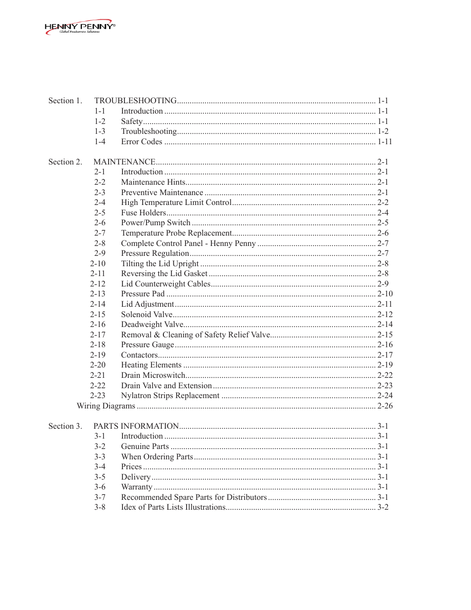 Henny Penny PFE-592 User Manual | Page 3 / 80