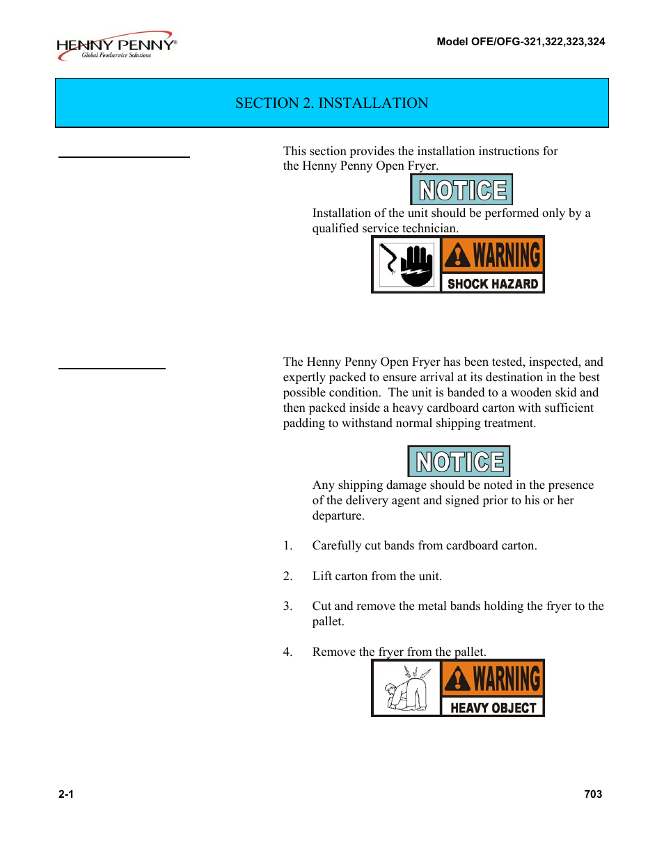 Henny Penny 323 User Manual | 11 pages