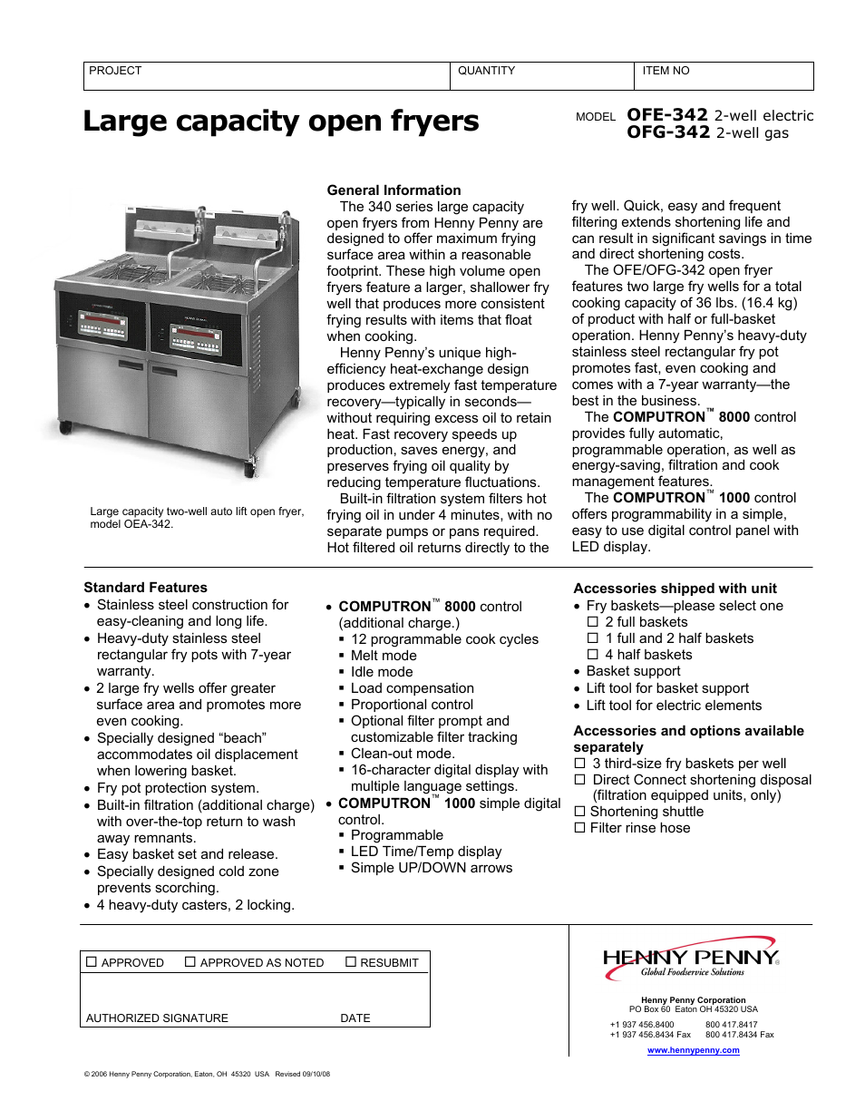 Henny Penny OFE-342 User Manual | 2 pages