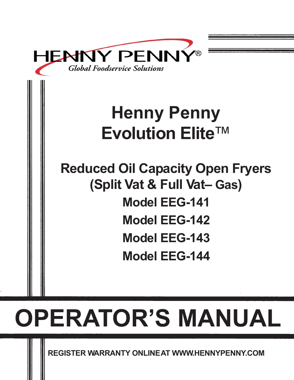 Henny Penny EVOLUTION ELITE EEG-141 User Manual | 72 pages