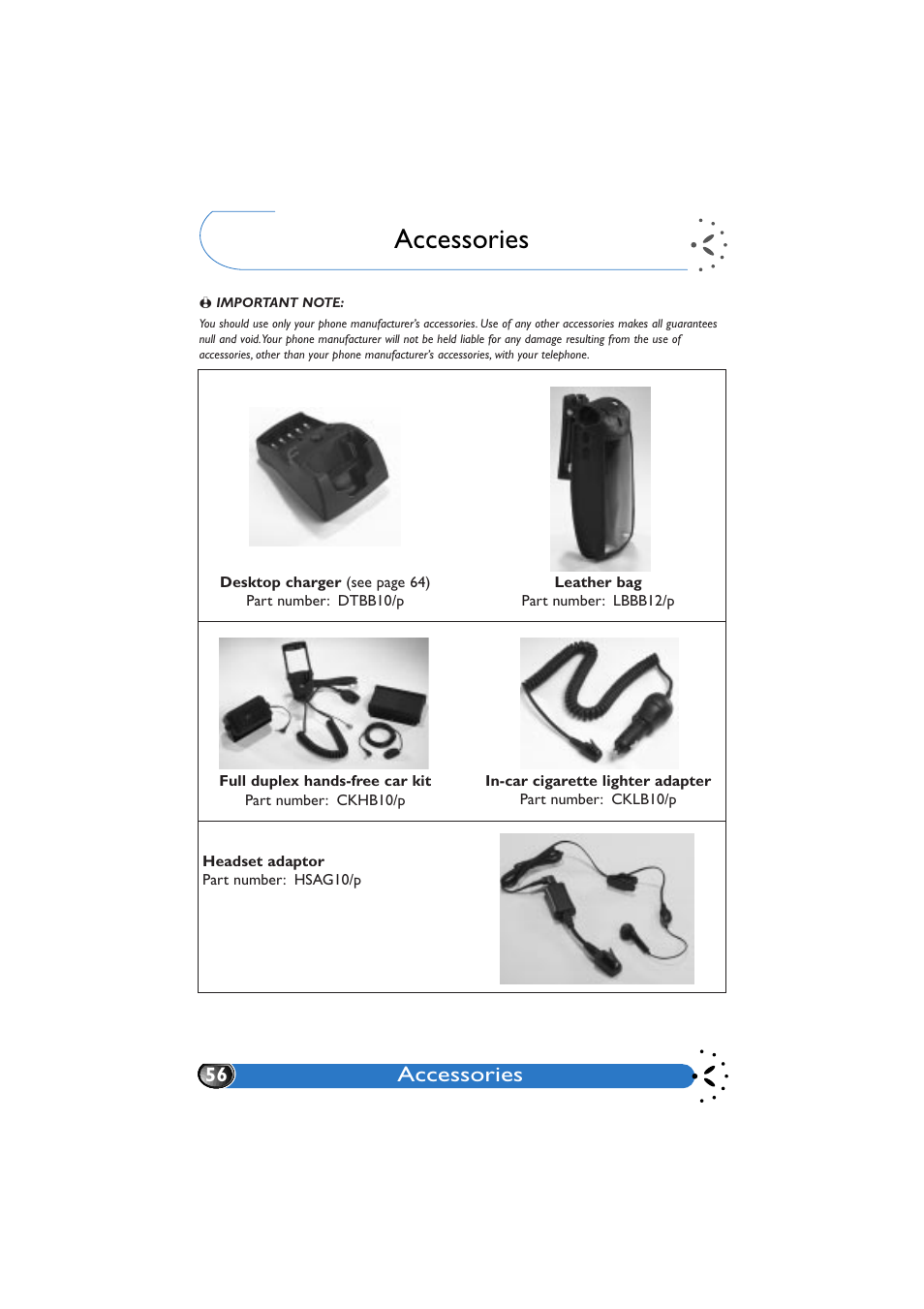 Accessories | Philips GenieDB User Manual | Page 59 / 61