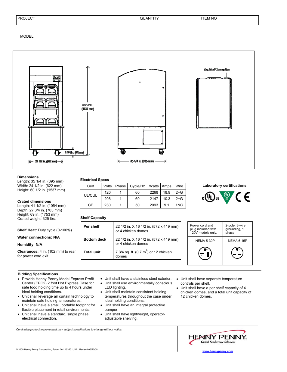 Express profit center merchandiser, Epc-200 | Henny Penny Express Profit Center Merchandiser EPC-200 User Manual | Page 2 / 2