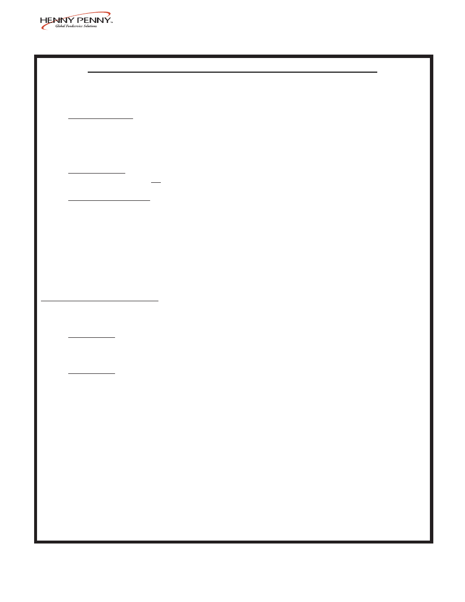 Limited warranty for henny penny equipment | Henny Penny FS-200 User Manual | Page 3 / 9