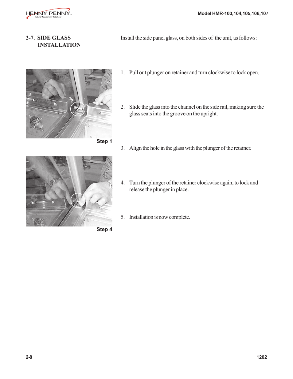 Henny Penny HMR-104 User Manual | Page 8 / 8