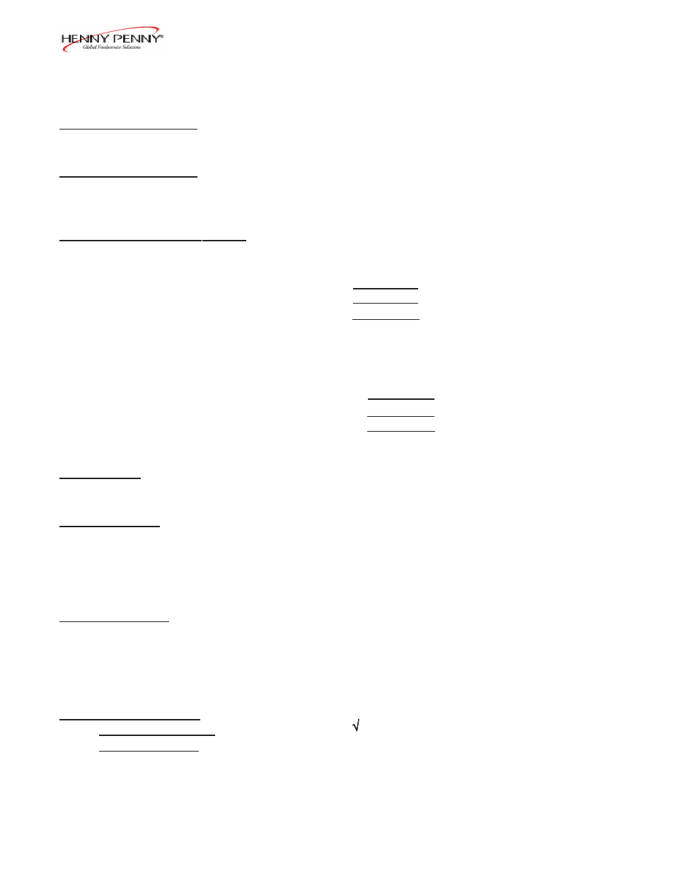 Henny Penny 291 User Manual | 20 pages