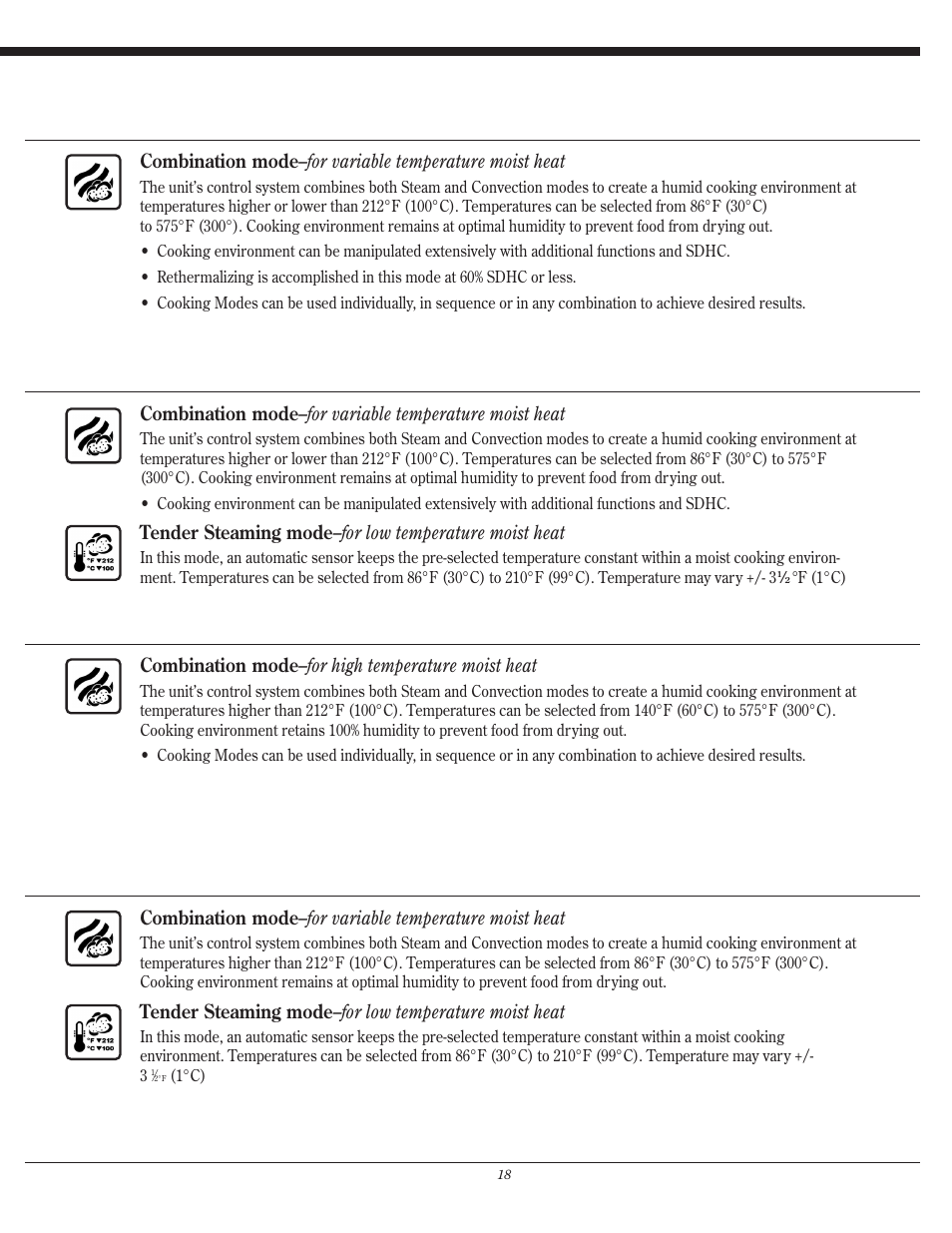 Combination mode –for high temperature moist heat | Henny Penny CSG User Manual | Page 19 / 94